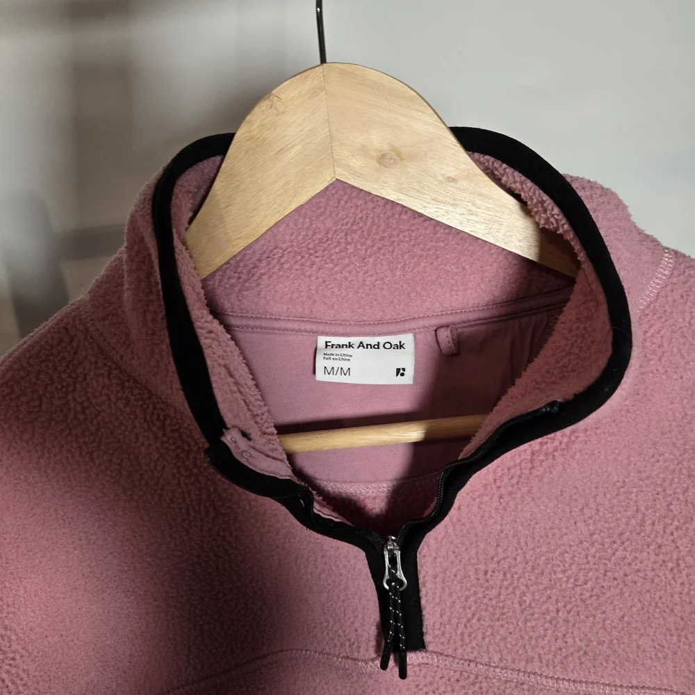 Frank & Oak Pink Half-Zip Fleece Pullover Medium - Picture 4 of 9